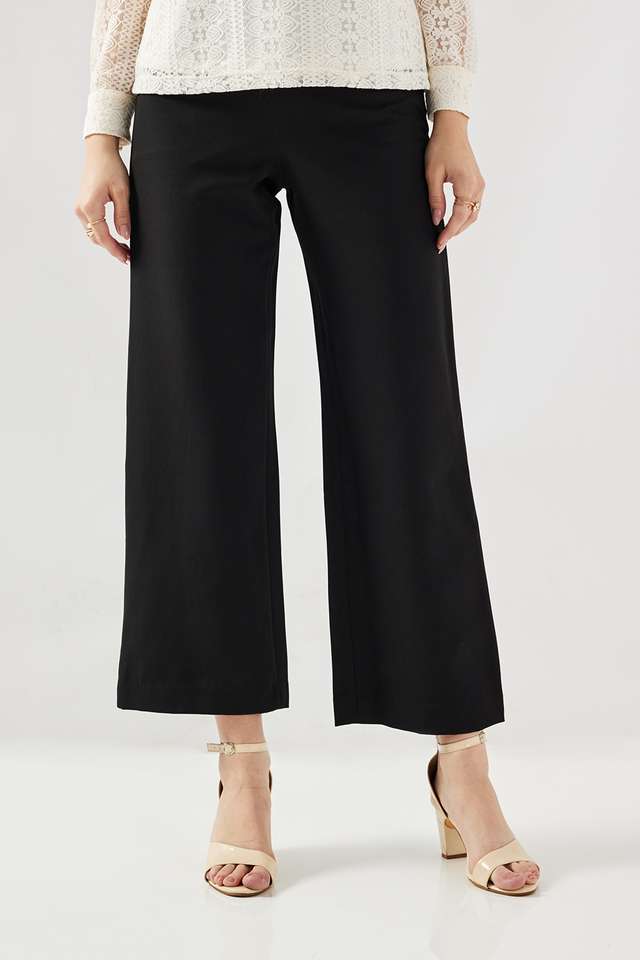 Solid-Wide-Leg-Fit-Polyester-Women-s-Casual-Wear-Pants