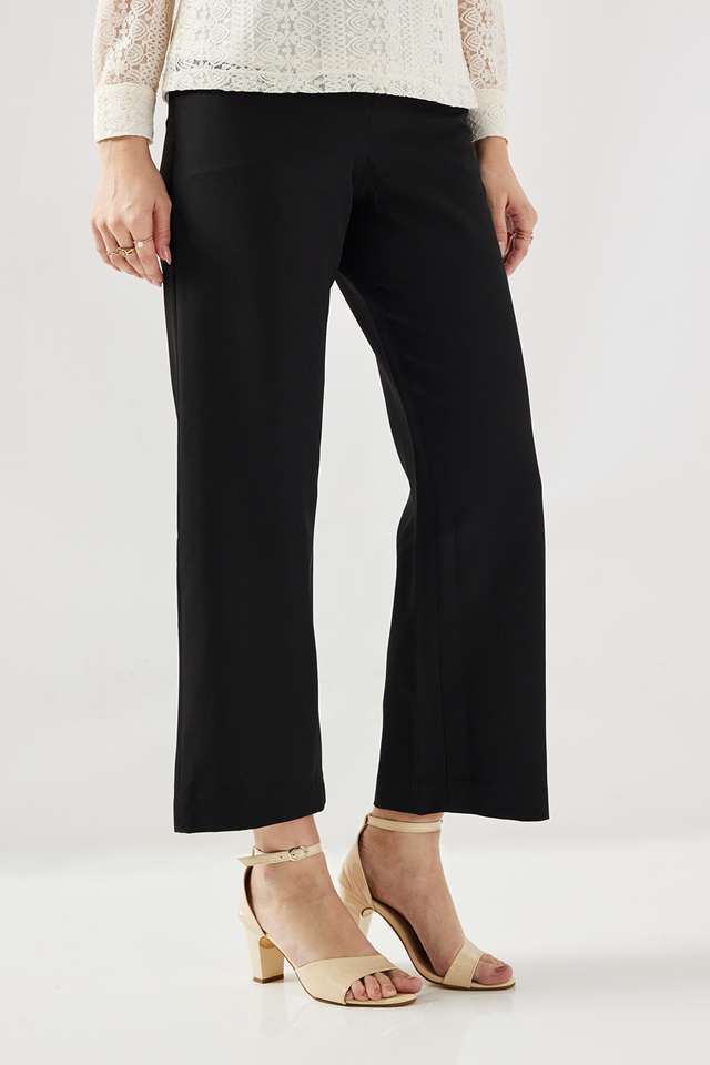 Solid-Wide-Leg-Fit-Polyester-Women-s-Casual-Wear-Pants