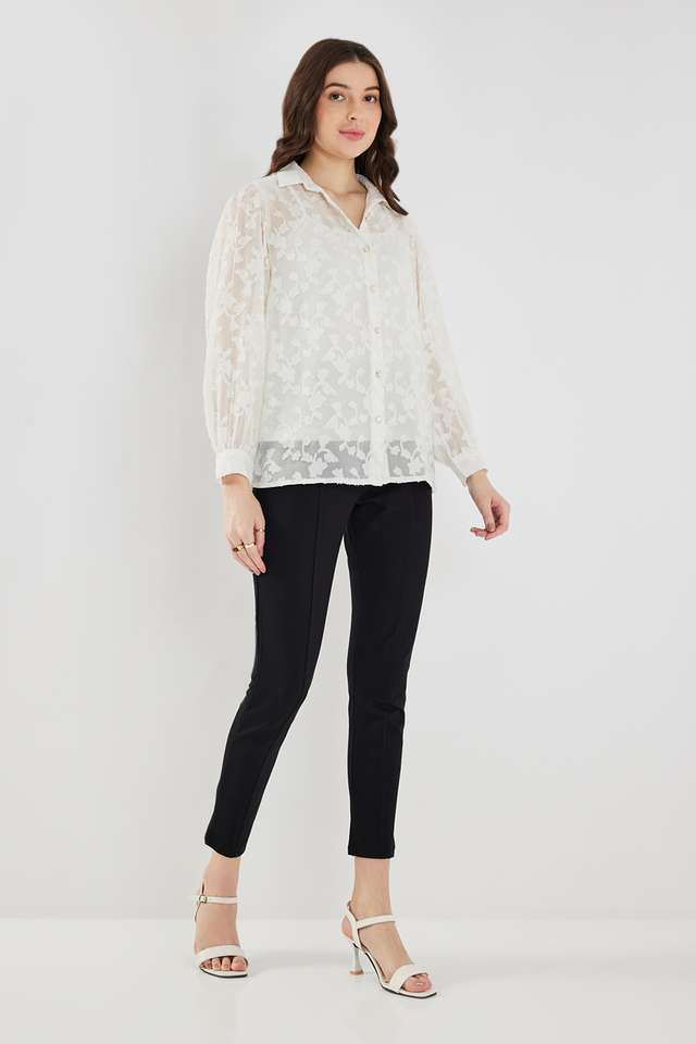 Solid-Straight-Fit-Blended-Fabric-Women-s-Casual-Wear-Pants