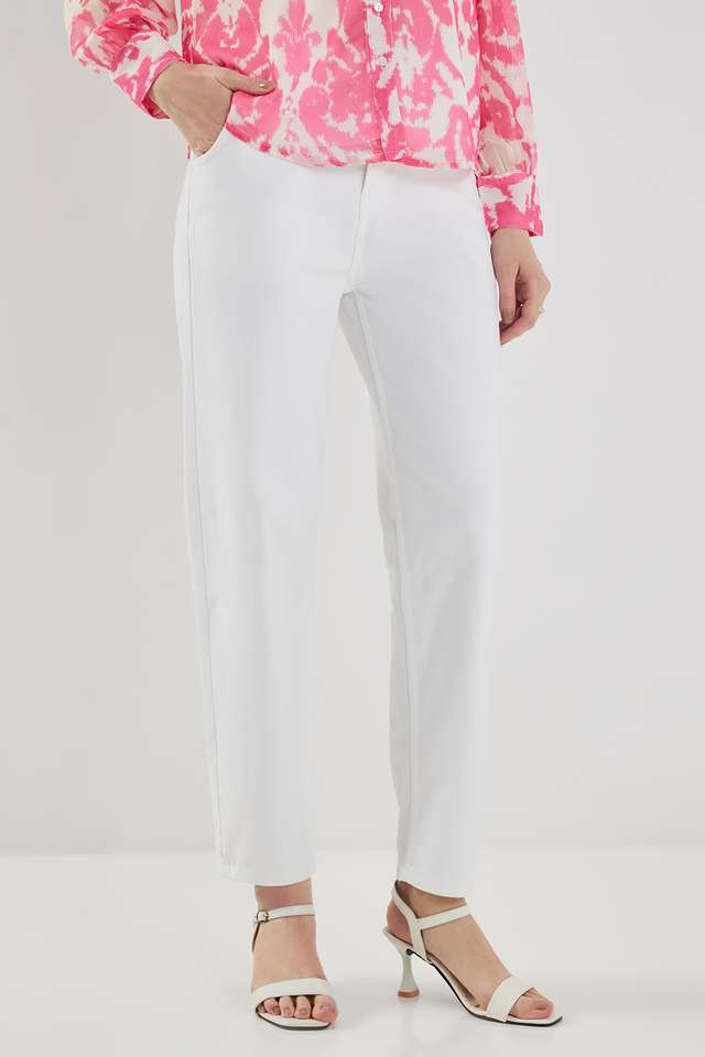 Solid-Straight-Fit-Cotton-Blend-Women-s-Casual-Wear-Pants