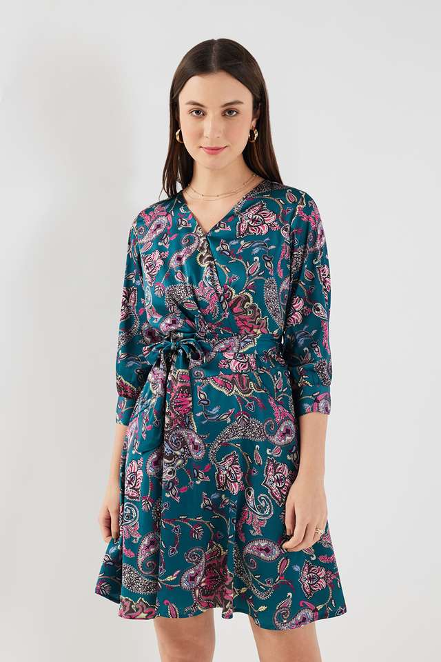 fratini Floral V-Neck Satin Women Dress-picture-30