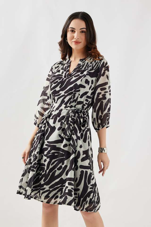 Animal-Print-Georgette-V-Neck-Women-s-Maxi-Dress