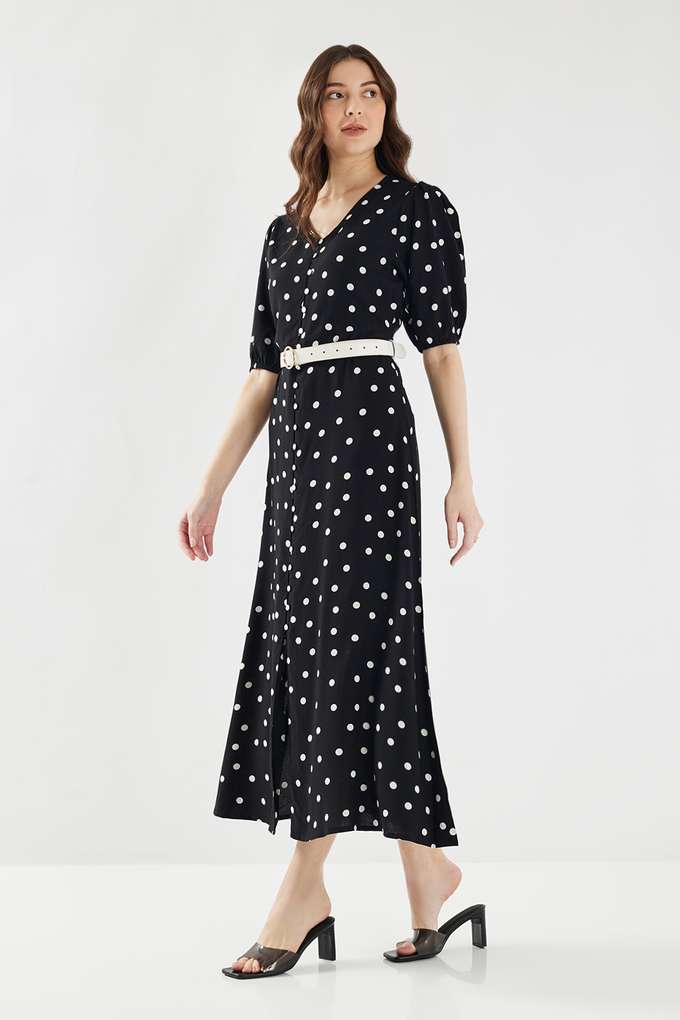 fratini Polka Dots V-Neck Rayon Women Dress-picture-33