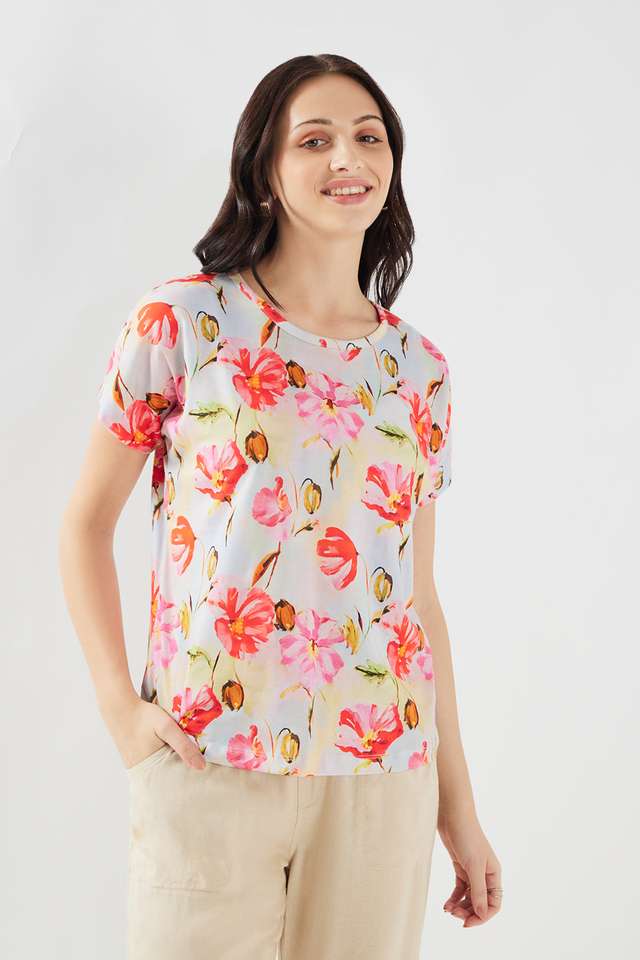 Floral-Cotton-Round-Neck-Women-s-Top