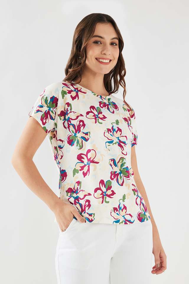 Floral-Cotton-Round-Neck-Women-s-Top