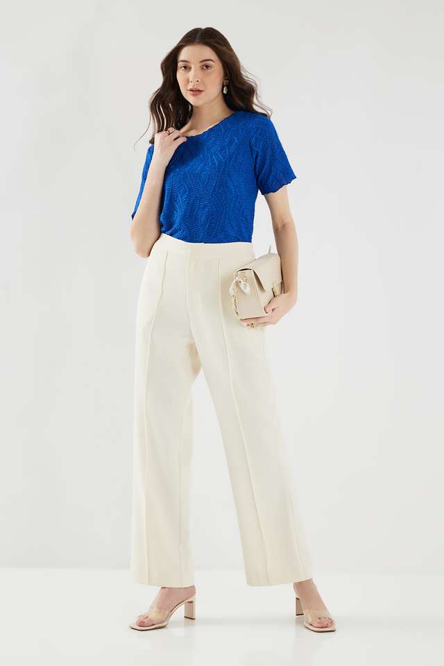 Knitted-Blended-Fabric-Round-Neck-Women-s-Top