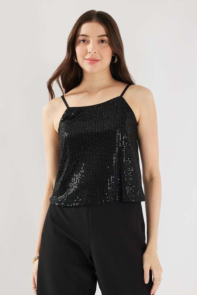 Solid-Polyester-Round-Neck-Women-s-Top