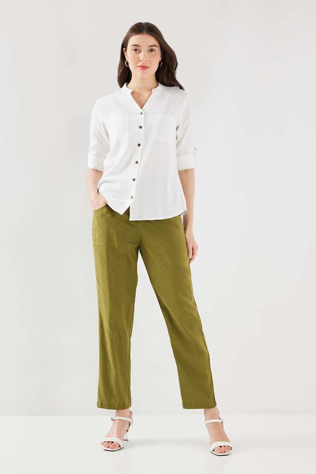 Solid-Blended-Fabric-Regular-Fit-Women-s-Shirt