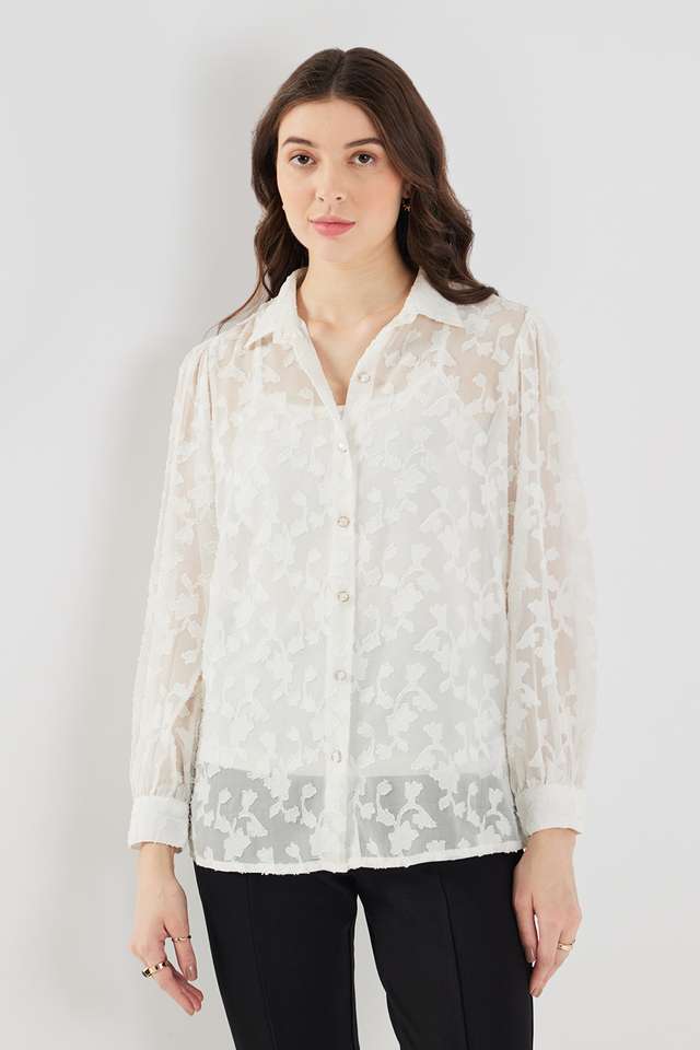 Knitted-Collared-Georgette-Women-s-Casual-Wear-Shirt
