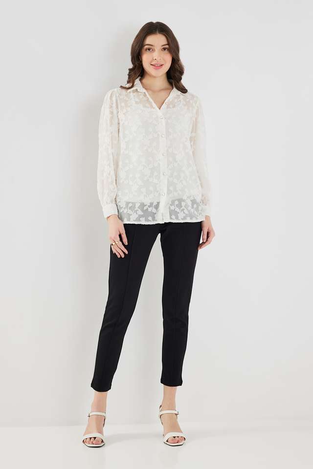 Knitted-Collared-Georgette-Women-s-Casual-Wear-Shirt