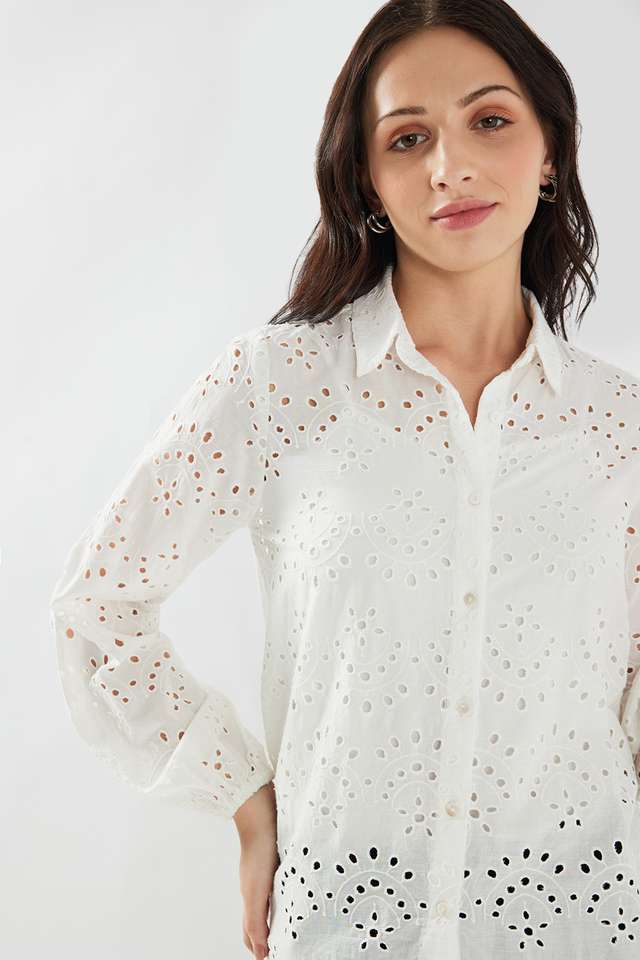 Schiffli-Blended-Fabric-Regular-Fit-Women-s-Shirt