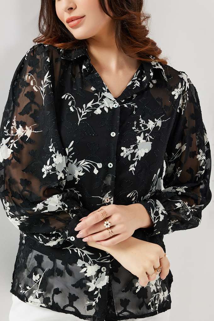 Solid-Georgette-Regular-Fit-Women-s-Shirt