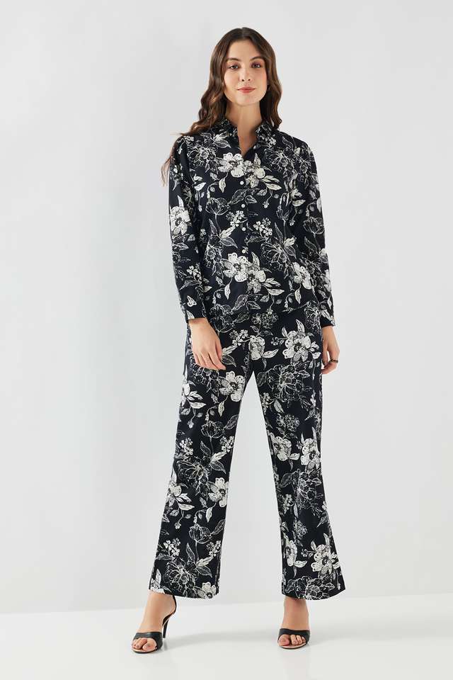 Floral-Ankle-Length-Cotton-Blend-Woven-Women-s-Co-Ord-Set