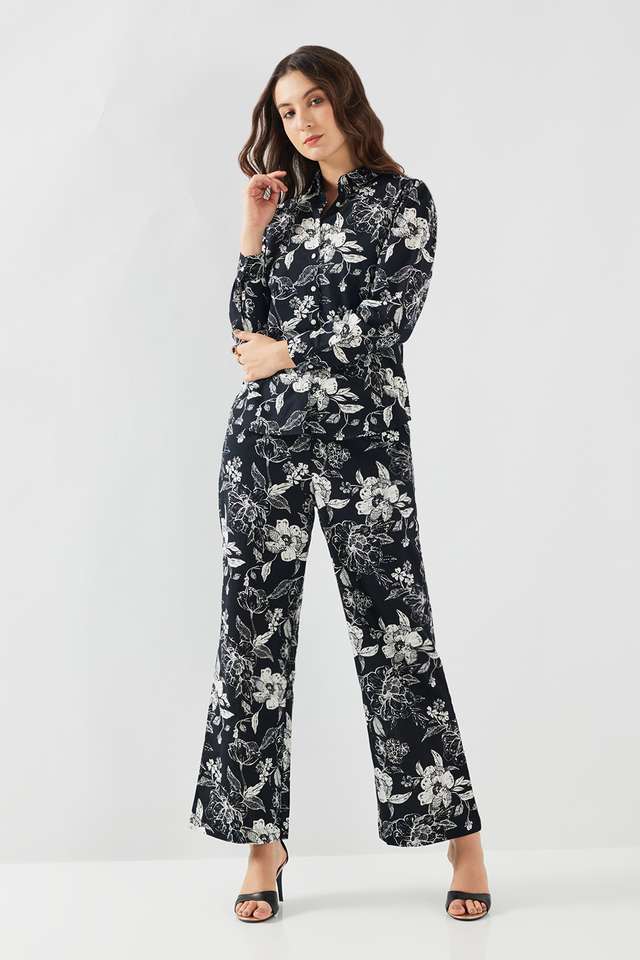 Floral-Ankle-Length-Cotton-Blend-Woven-Women-s-Co-Ord-Set
