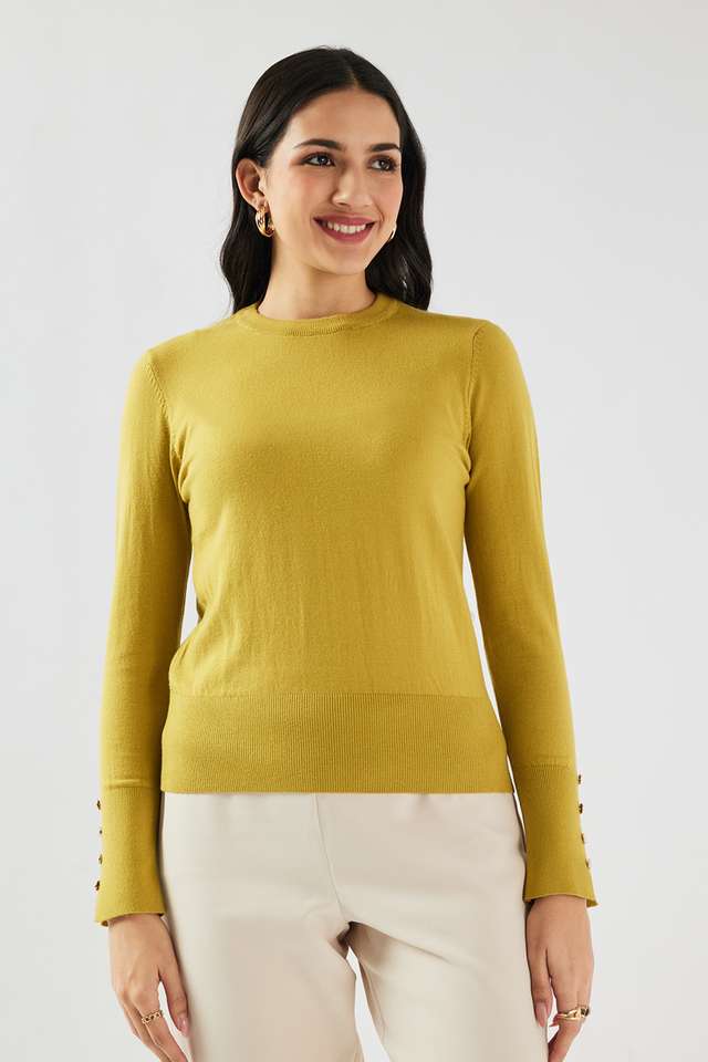 Solid-Blended-Fabric-Regular-Fit-Women-s-Sweater
