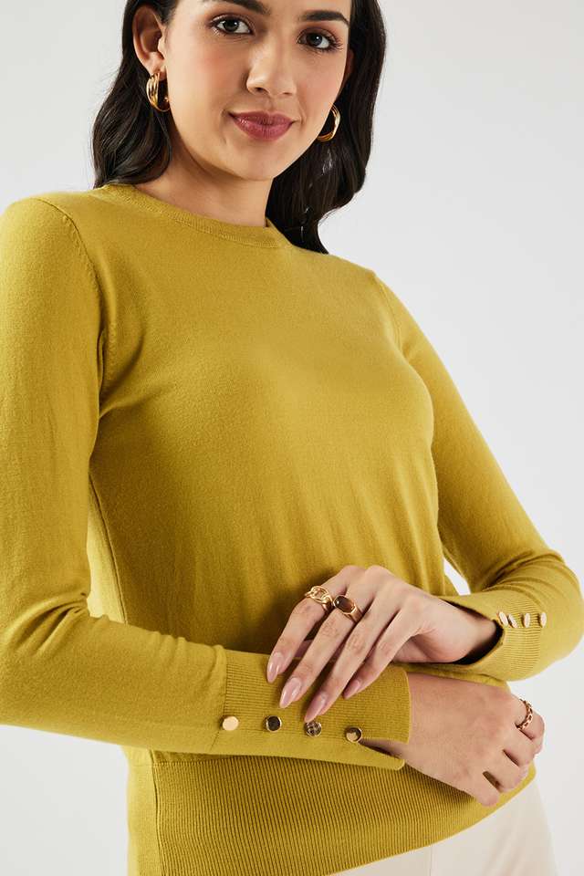 Solid-Blended-Fabric-Regular-Fit-Women-s-Sweater
