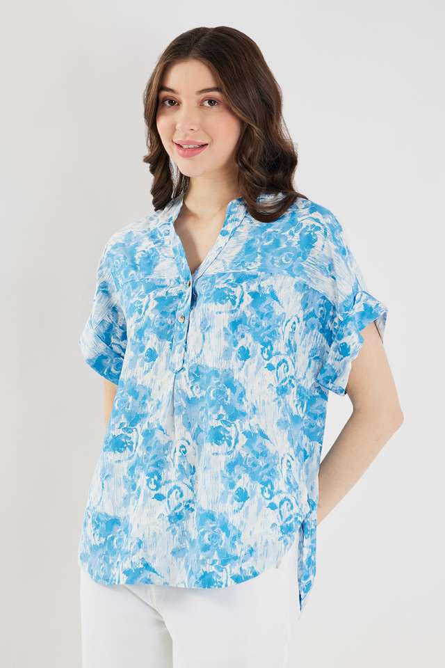 Abstract-Viscose-V-Neck-Women-s-Top