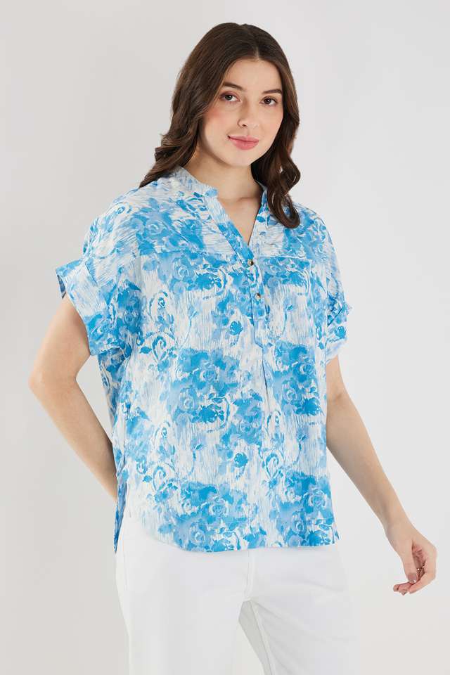 Abstract-Viscose-V-Neck-Women-s-Top