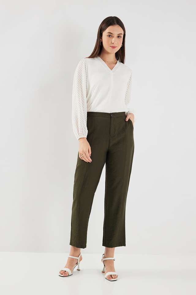 Solid-Georgette-V-Neck-Women-Top