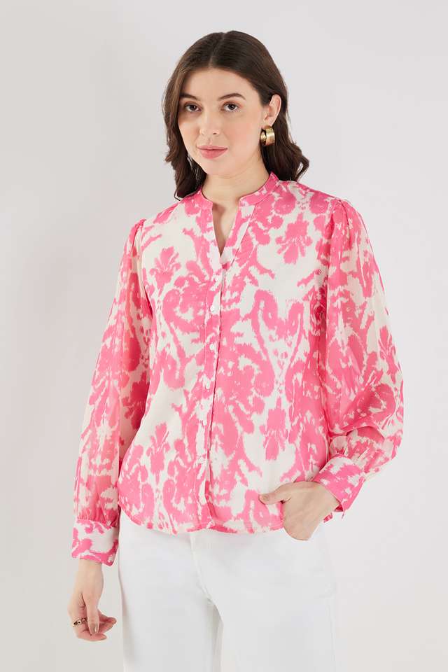 Floral-Chiffon-V-Neck-Women-s-Top