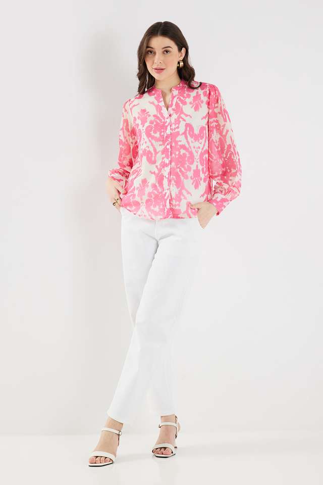 Floral-Chiffon-V-Neck-Women-s-Top