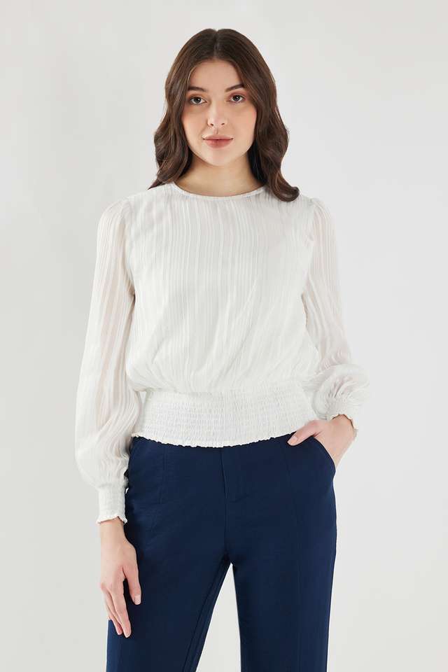 Dobby-Georgette-Round-Neck-Women-s-Top