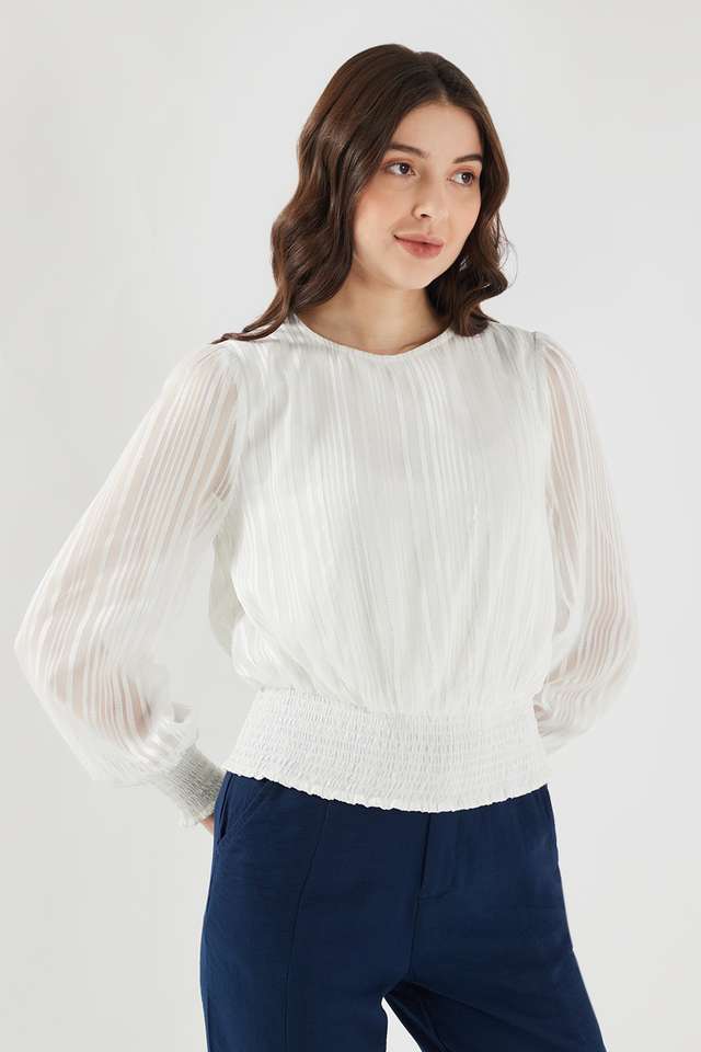 Dobby-Georgette-Round-Neck-Women-s-Top