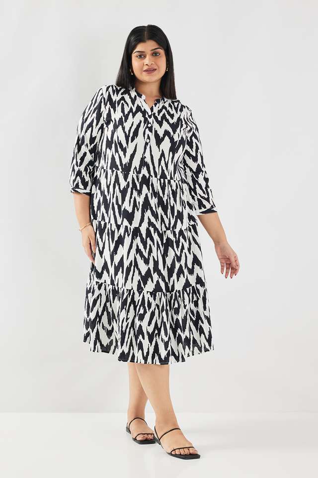 Printed-Rayon-Collared-Women-s-Midi-Dress