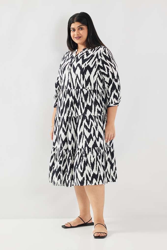 Printed-Rayon-Collared-Women-s-Midi-Dress