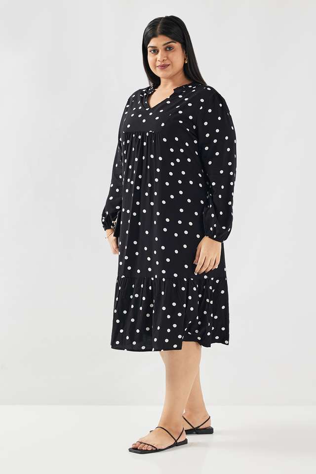 Polka-Dots-Blended-Fabric-Women-s-Dress