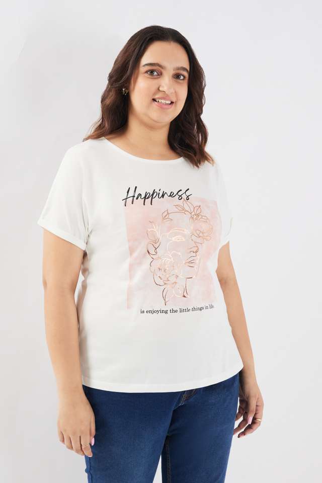 Solid-Cotton-Round-Neck-Women-s-T-Shirt