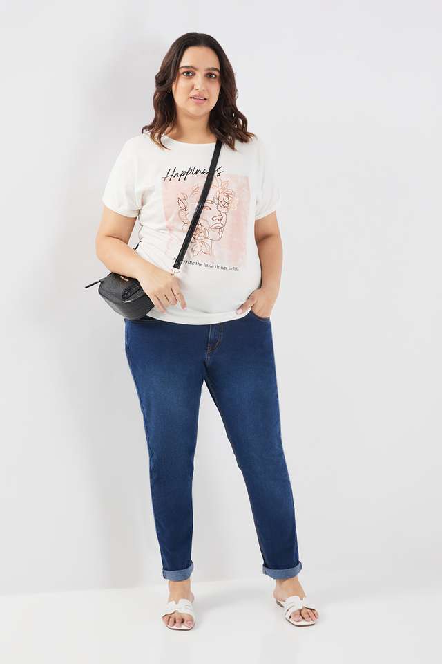 Solid-Cotton-Round-Neck-Women-s-T-Shirt