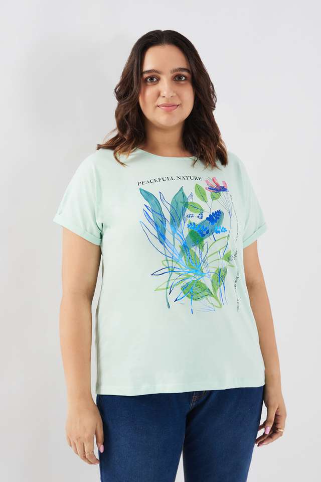 Solid-Cotton-Round-Neck-Women-s-T-Shirt