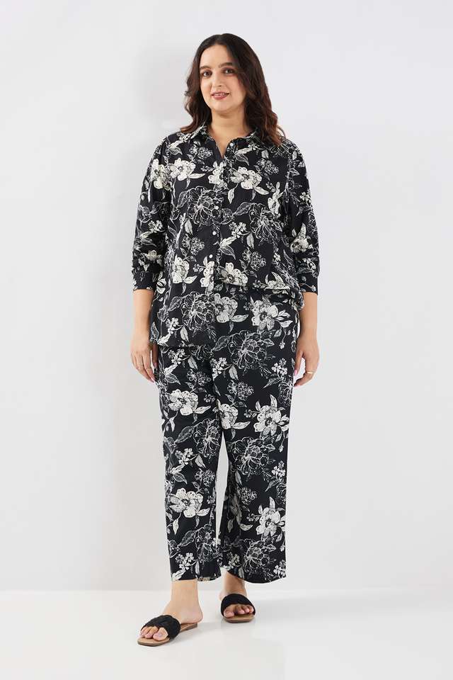 Printed-Cotton-Blend-Straight-Fit-Women-s-Co-Ord-Set