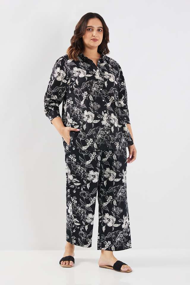 Printed-Cotton-Blend-Straight-Fit-Women-s-Co-Ord-Set