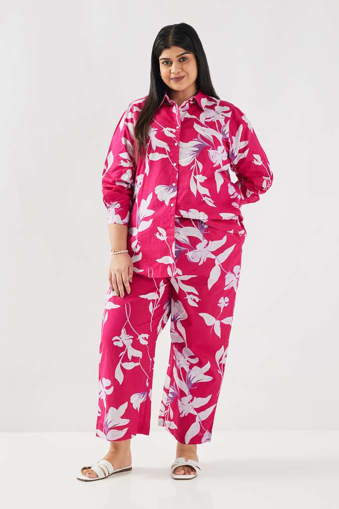 Floral-Collared-Blended-Fabric-Women-s-Co-Ord-Set