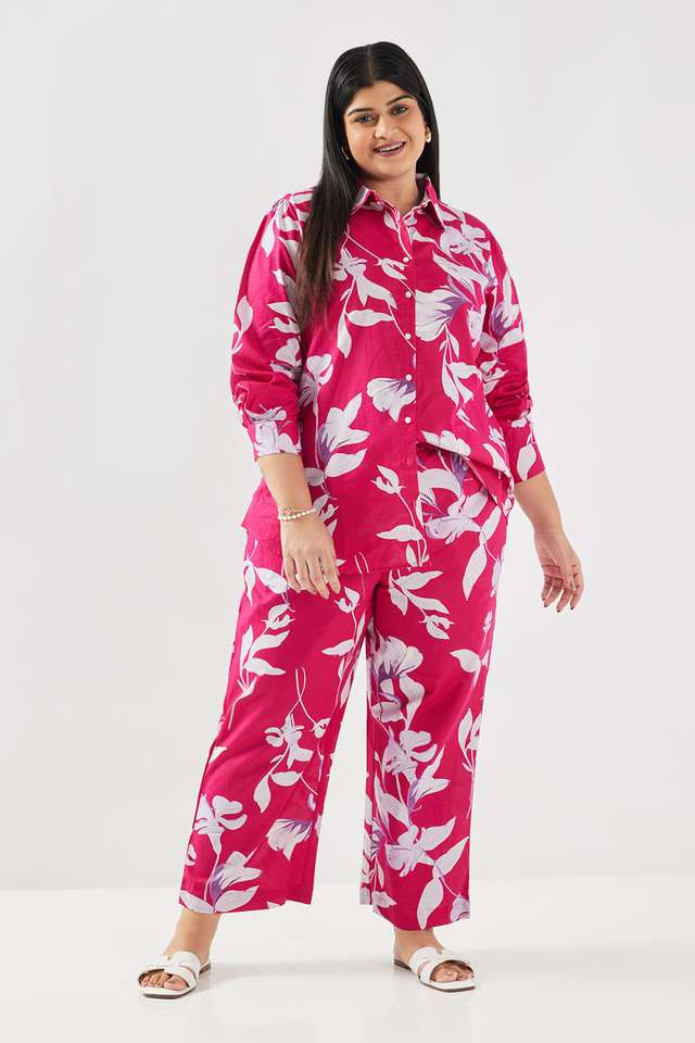 Floral-Collared-Blended-Fabric-Women-s-Co-Ord-Set