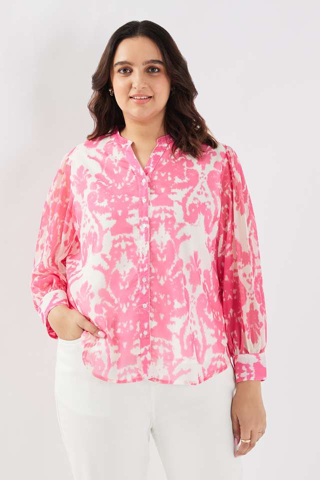 Floral-Chiffon-V-Neck-Women-s-Top