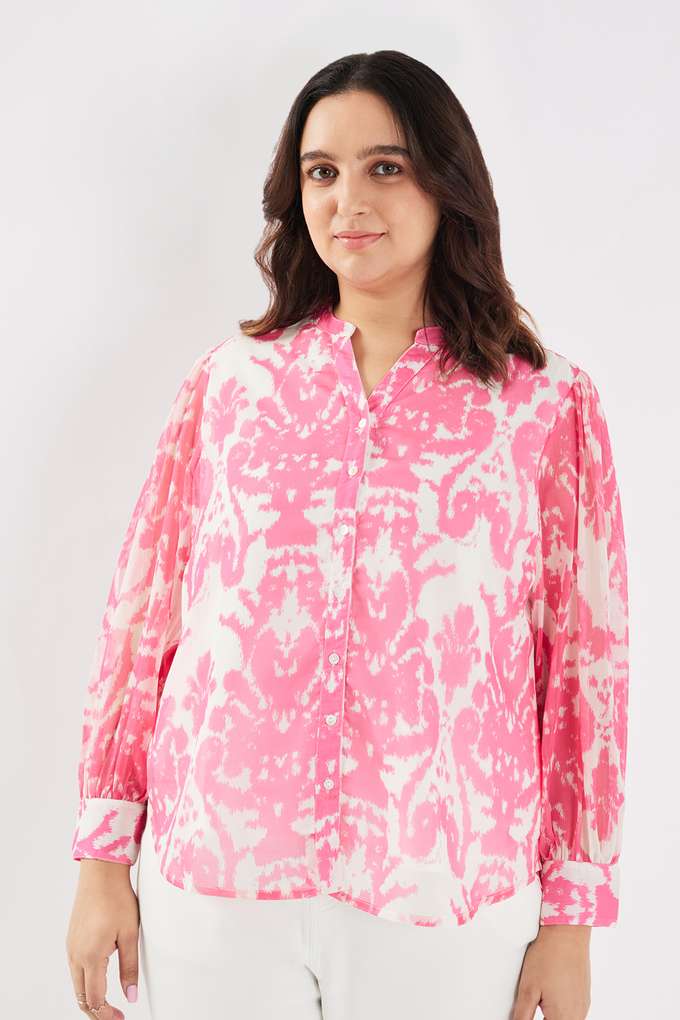 Floral-Chiffon-V-Neck-Women-s-Top