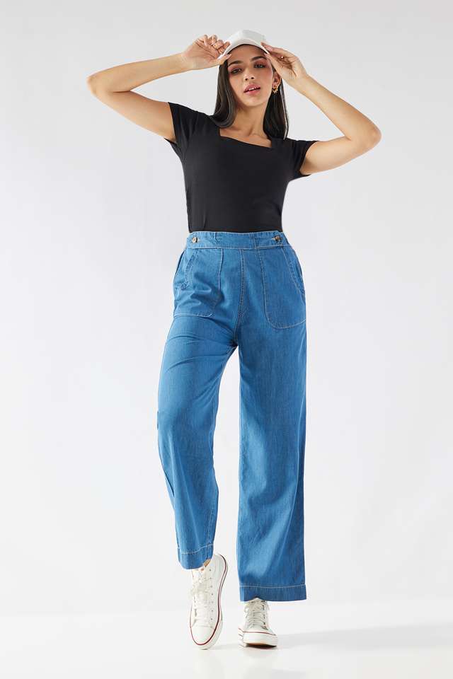 Solid-Wide-Leg-Fit-Cotton-Women-s-Casual-Wear-Pants