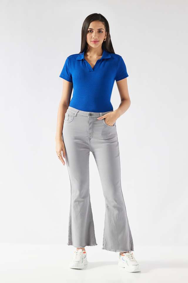 High-Rise-Blended-Fabric-Flared-Fit-Women-s-Jeans