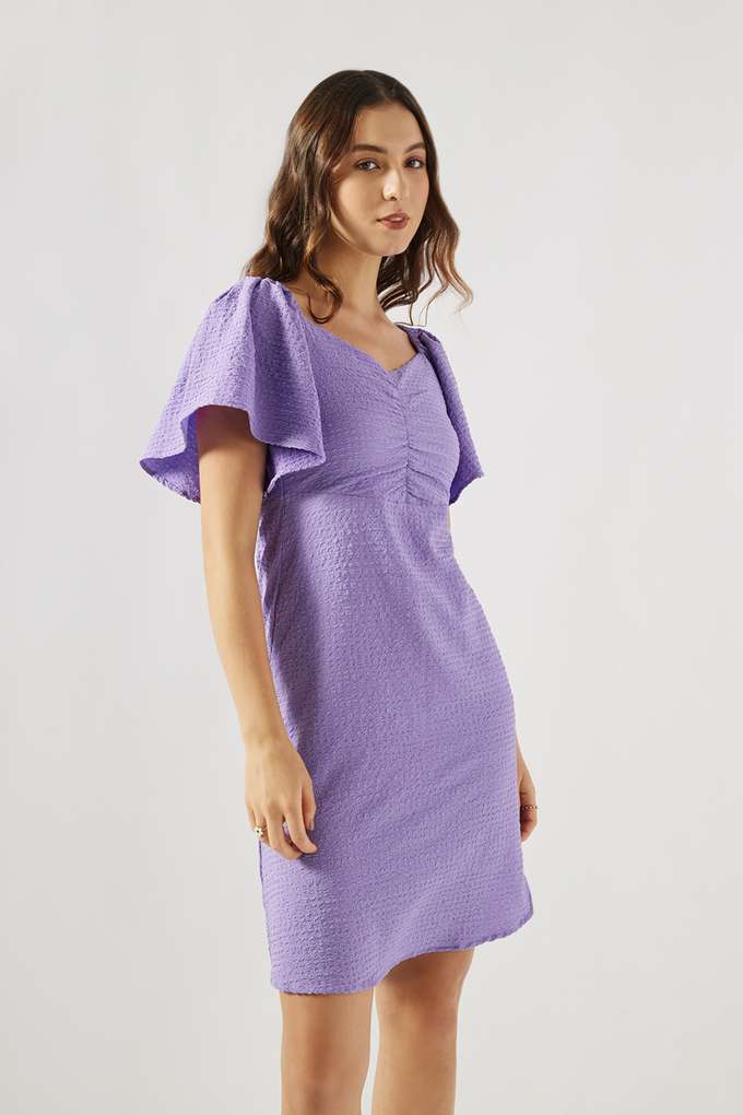 Solid-Blended-Fabric-Square-Neck-Women-s-Knee-Length-Dress