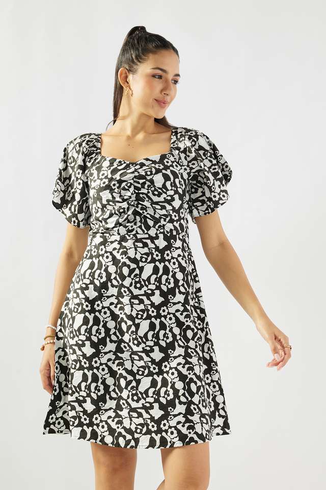 Printed-Viscose-Square-Neck-Women-s-Knee-Length-Dress