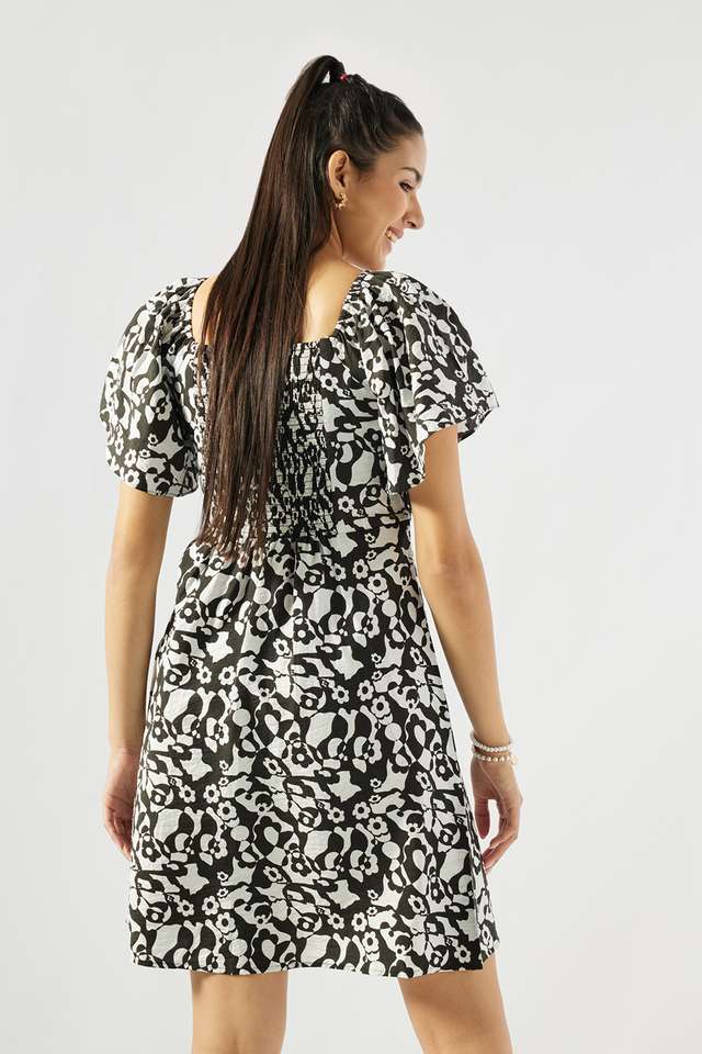 Printed-Viscose-Square-Neck-Women-s-Knee-Length-Dress