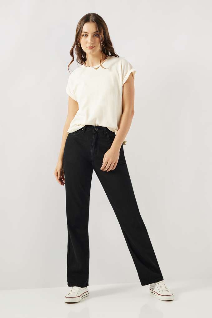 Solid-Cotton-Round-Neck-Women-s-T-Shirt