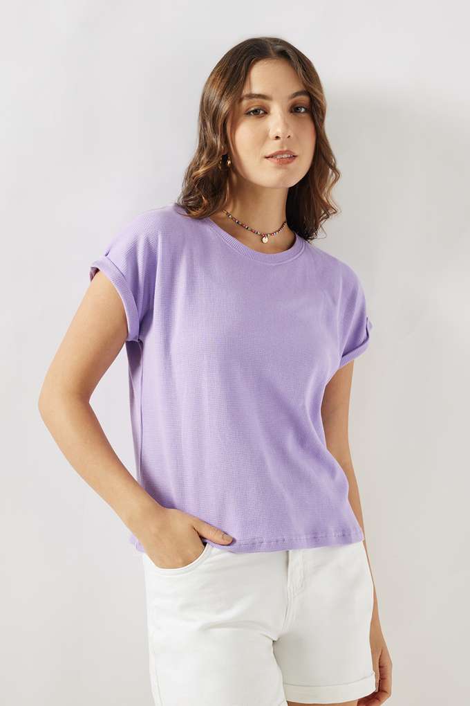 Solid-Cotton-Round-Neck-Women-s-T-Shirt