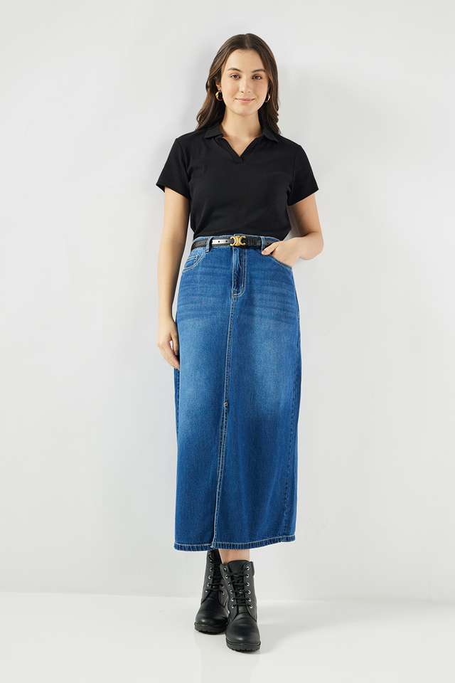 Solid-Blended-Fabric-Collared-Women-s-T-Shirt