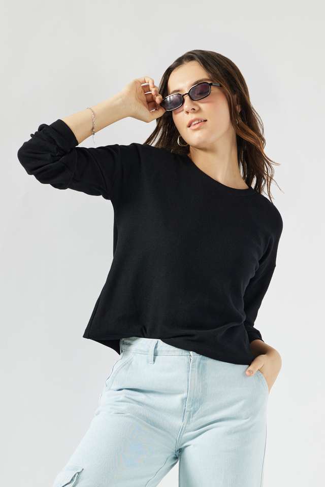 Solid-Cotton-Round-Neck-Women-s-T-Shirt