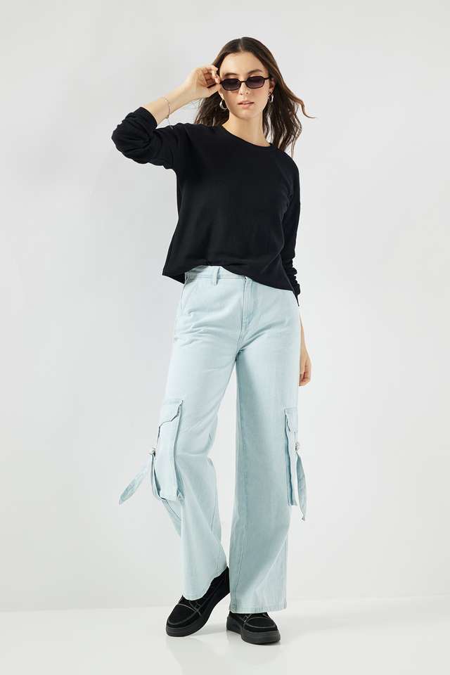 Solid-Cotton-Round-Neck-Women-s-T-Shirt