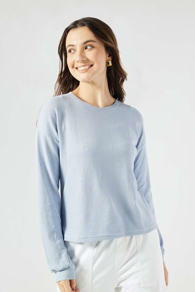 Solid-Cotton-Round-Neck-Women-s-T-Shirt